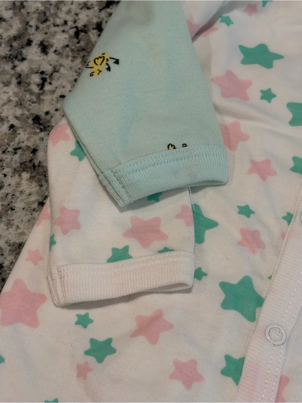 Lullaby Lane Infant Girl’s Sleepsack Set, Mint & Pink, Stars & Bees, 0-6mo, NWT
